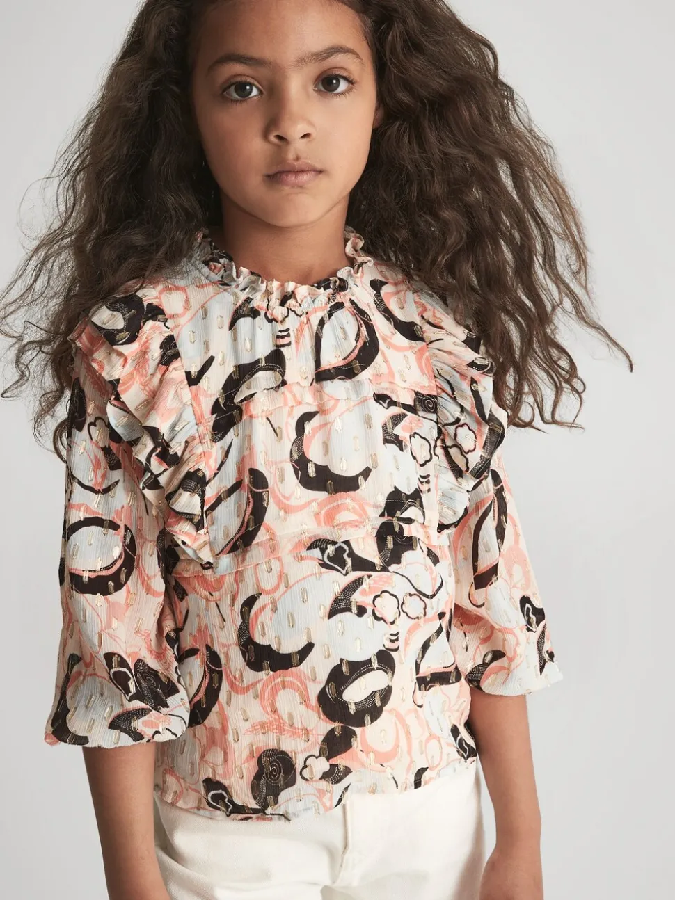 Reiss Angelica blouse met print en ruche