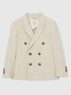 Reiss Belmont J Double-Breasted Textured Blazer With Wool