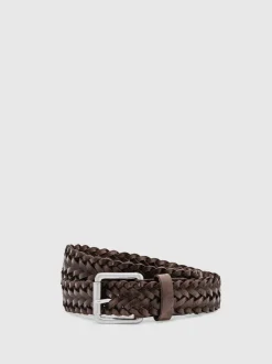Reiss Carlton Leather Woven Belt