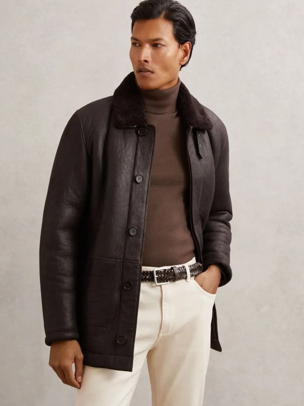 Reiss Carlton Leather Woven Belt