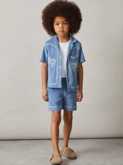 Reiss Chesley Towelling Brand-Embroidered Shorts