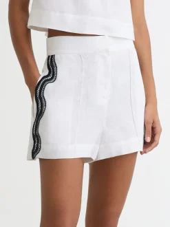 Reiss Felicity Linen Scallop-Trim Shorts