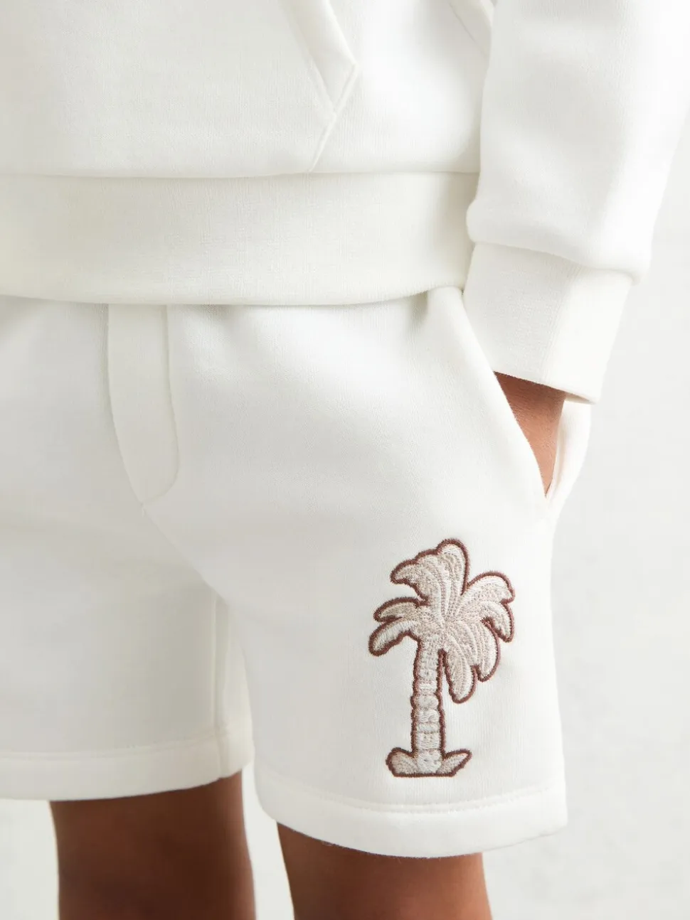 Reiss Kayo Cotton Blend Palm Embroidered Shorts