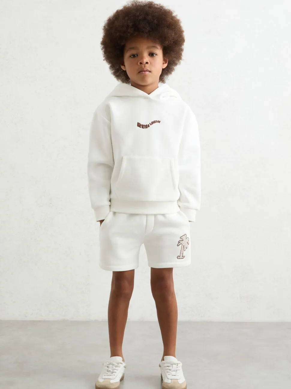 Reiss Kayo Cotton Blend Palm Embroidered Shorts