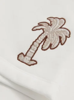 Reiss Kayo Cotton Blend Palm Embroidered Shorts