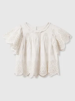 Reiss Laverne Cotton Broderie Blouse