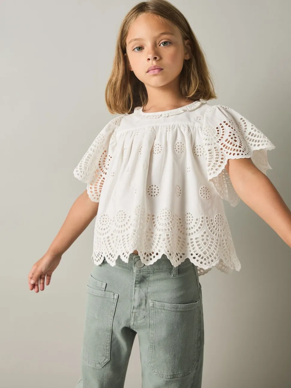 Reiss Laverne Cotton Broderie Blouse