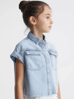 Reiss Sandie crop top van denim