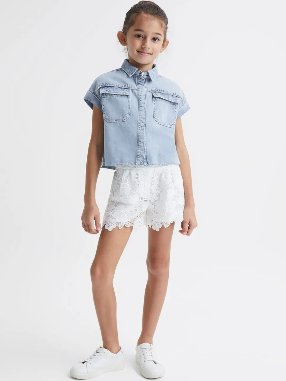 Reiss Sandie crop top van denim