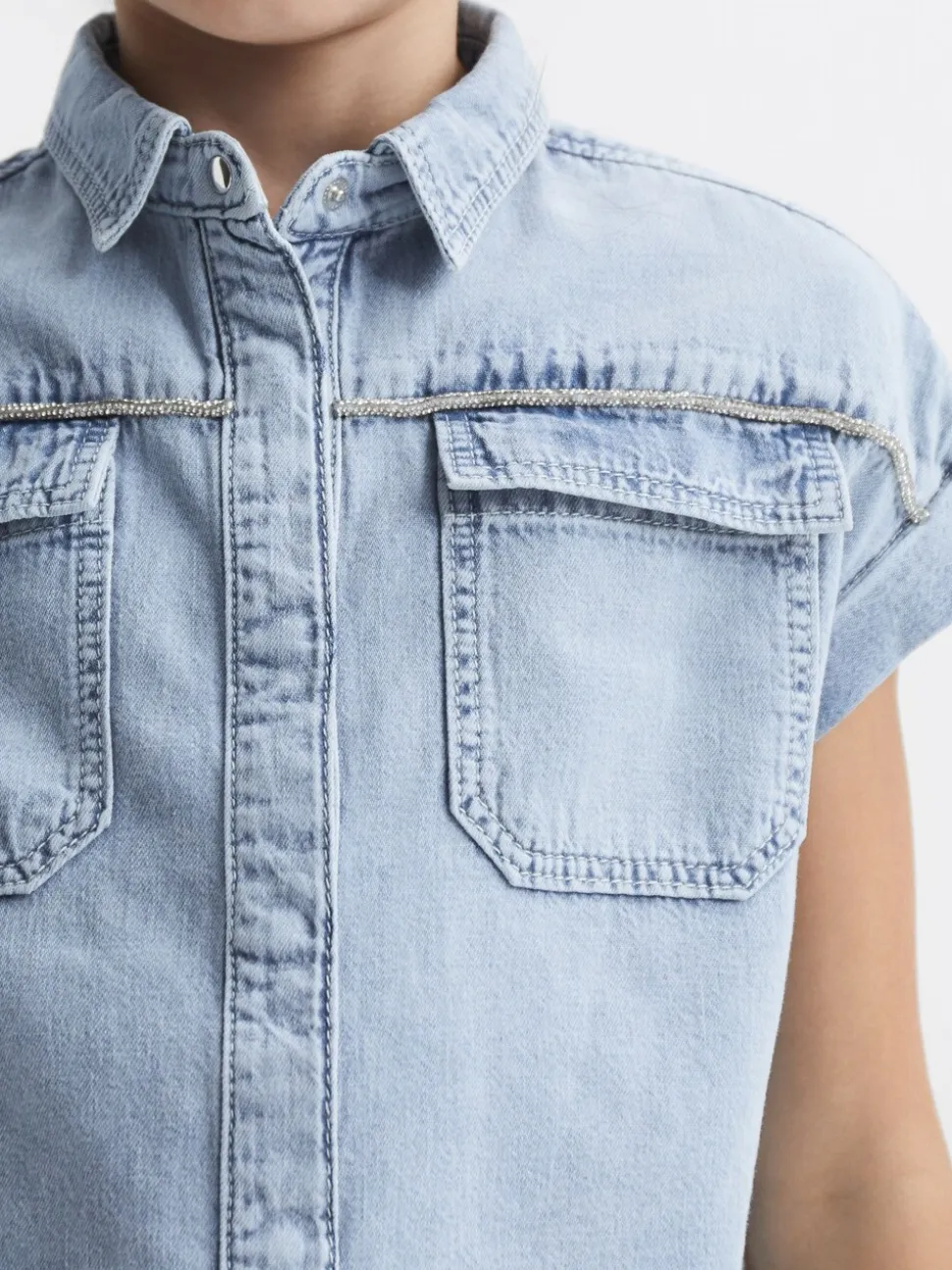 Reiss Sandie crop top van denim