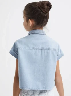 Reiss Sandie crop top van denim