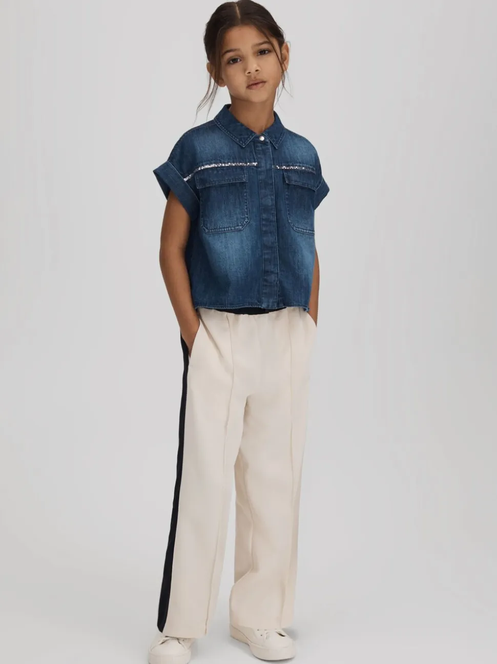 Reiss Sandie overhemd van denim met versiering