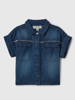 Reiss Sandie overhemd van denim met versiering