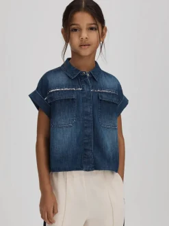 Reiss Sandie overhemd van denim met versiering