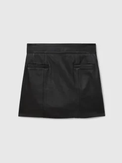 Reiss Seema Leather Welt Pocket Mini Skirt