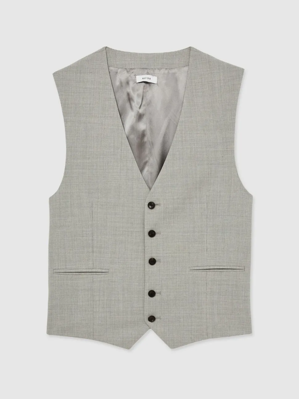 Reiss Slice Puppytooth-Check Suit Waistcoat Wool-Blend