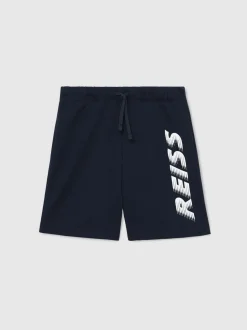Reiss Terek Cotton Logo-Print Drawstring Shorts