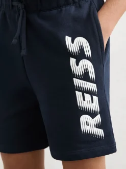 Reiss Terek Cotton Logo-Print Drawstring Shorts