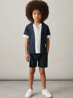 Reiss Tino Plissé Colour-Block Shorts