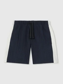 Reiss Tino Plissé Colour-Block Shorts