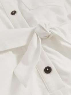 Reiss Zoe playsuit van katoen-linnen met riem
