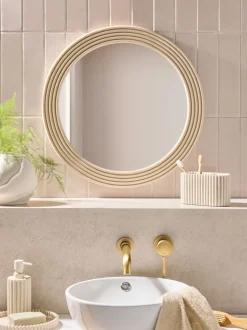 Resin Ribbed Round Wall Mirror