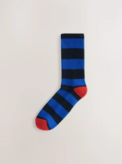 Rich Blue/Green/Red Stripe Pattern - Verpakking van 4 sportsokken
