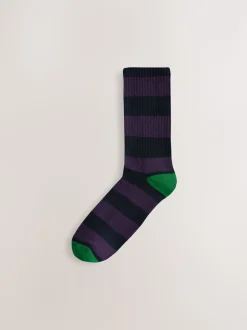 Rich Blue/Green/Red Stripe Pattern - Verpakking van 4 sportsokken