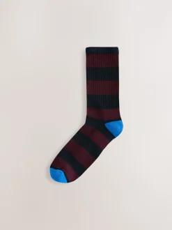 Rich Blue/Green/Red Stripe Pattern - Verpakking van 4 sportsokken