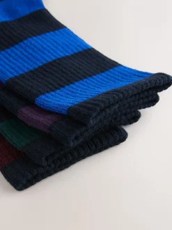 Rich Blue/Green/Red Stripe Pattern - Verpakking van 4 sportsokken