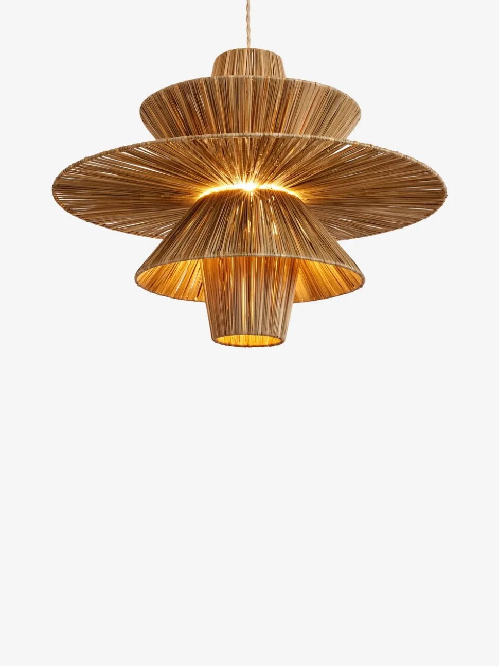 Rieten plafondlamp met gemakkelijk te monteren kap