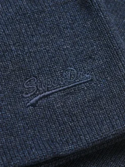 Rijk marineblauwe gemêleerd - Superdry gebreide beanie-muts met Essential-logo