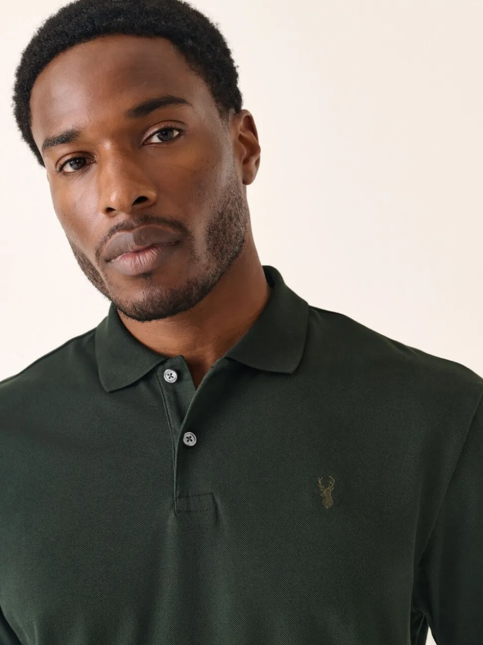 Rijk olijfgroen - Slim Fit - Piqué poloshirt met korte mouwen