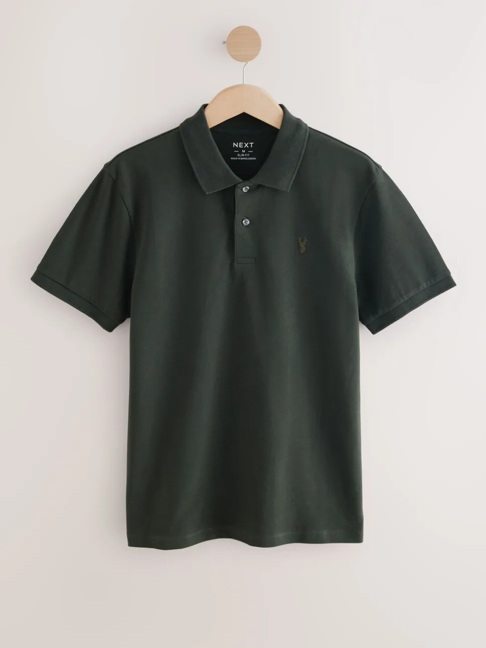 Rijk olijfgroen - Slim Fit - Piqué poloshirt met korte mouwen