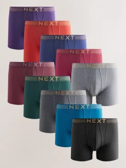 Rijke marineblauw/paars/oranje - Verpakking van 10 - Boxershorts met A-voorkant