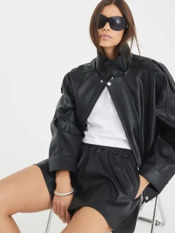River Island Elasticated Faux Leather Shorts