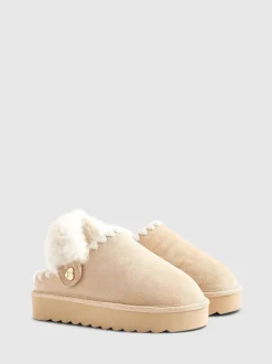 River Island Fur Strap Whipstch Slippers