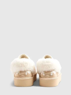 River Island Fur Strap Whipstch Slippers