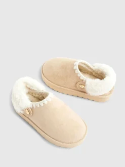 River Island Fur Strap Whipstch Slippers