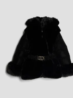 River Island Girls Belted Fur Padded Coat