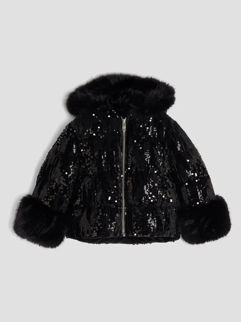 River Island Girls Sequin Puffer Coat