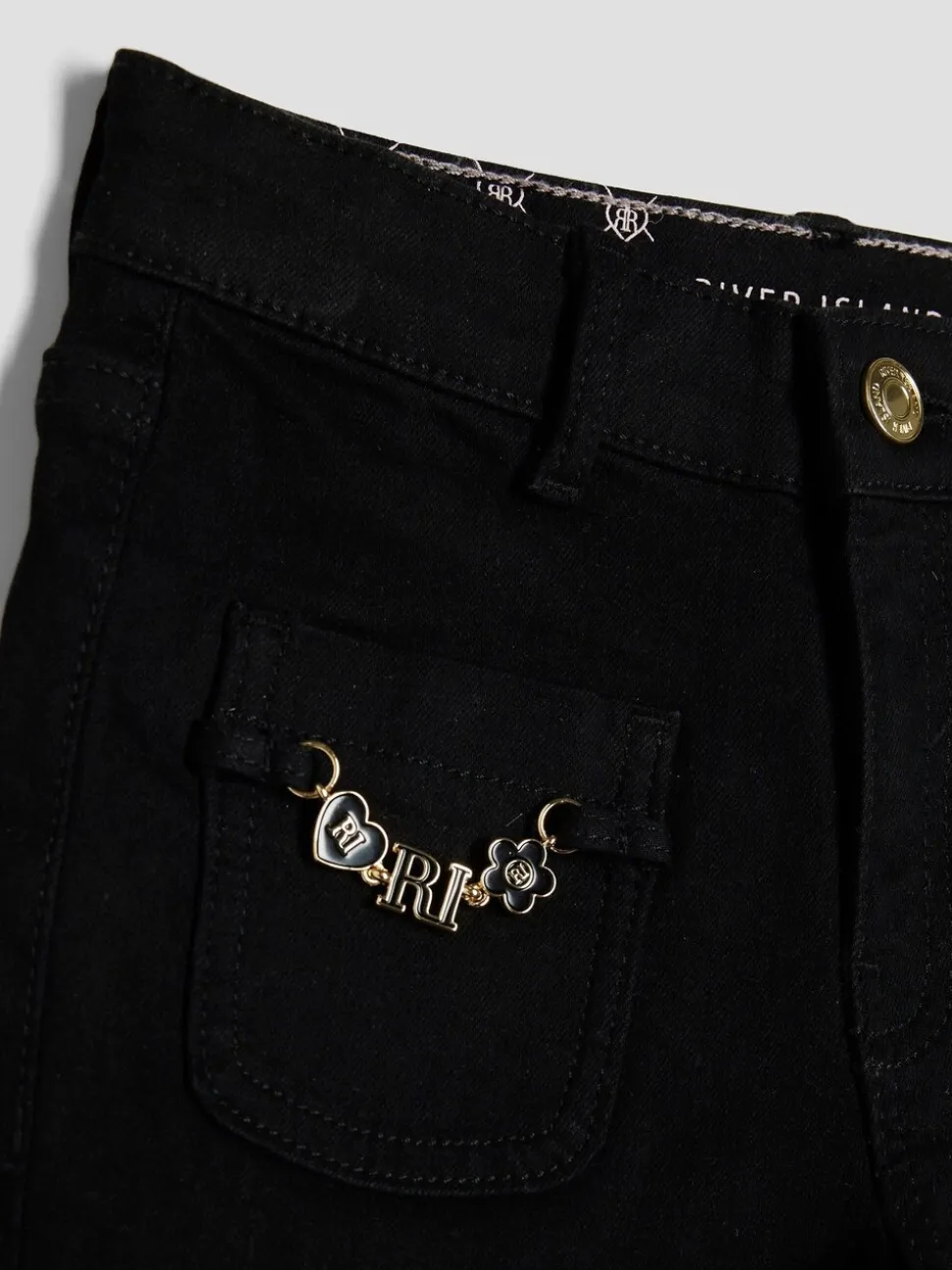 River Island Key Chain Pocket Flare Jeans