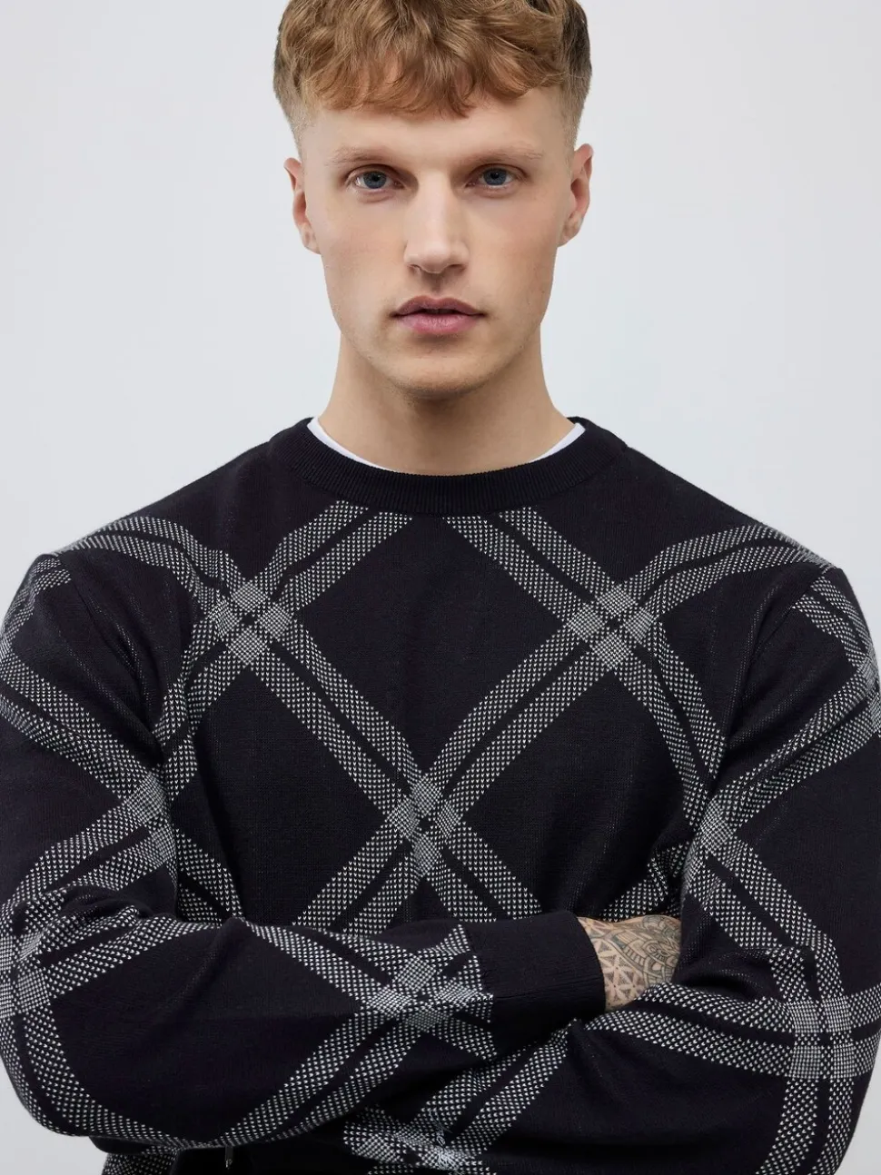 River Island Knitted Check Print Jumper