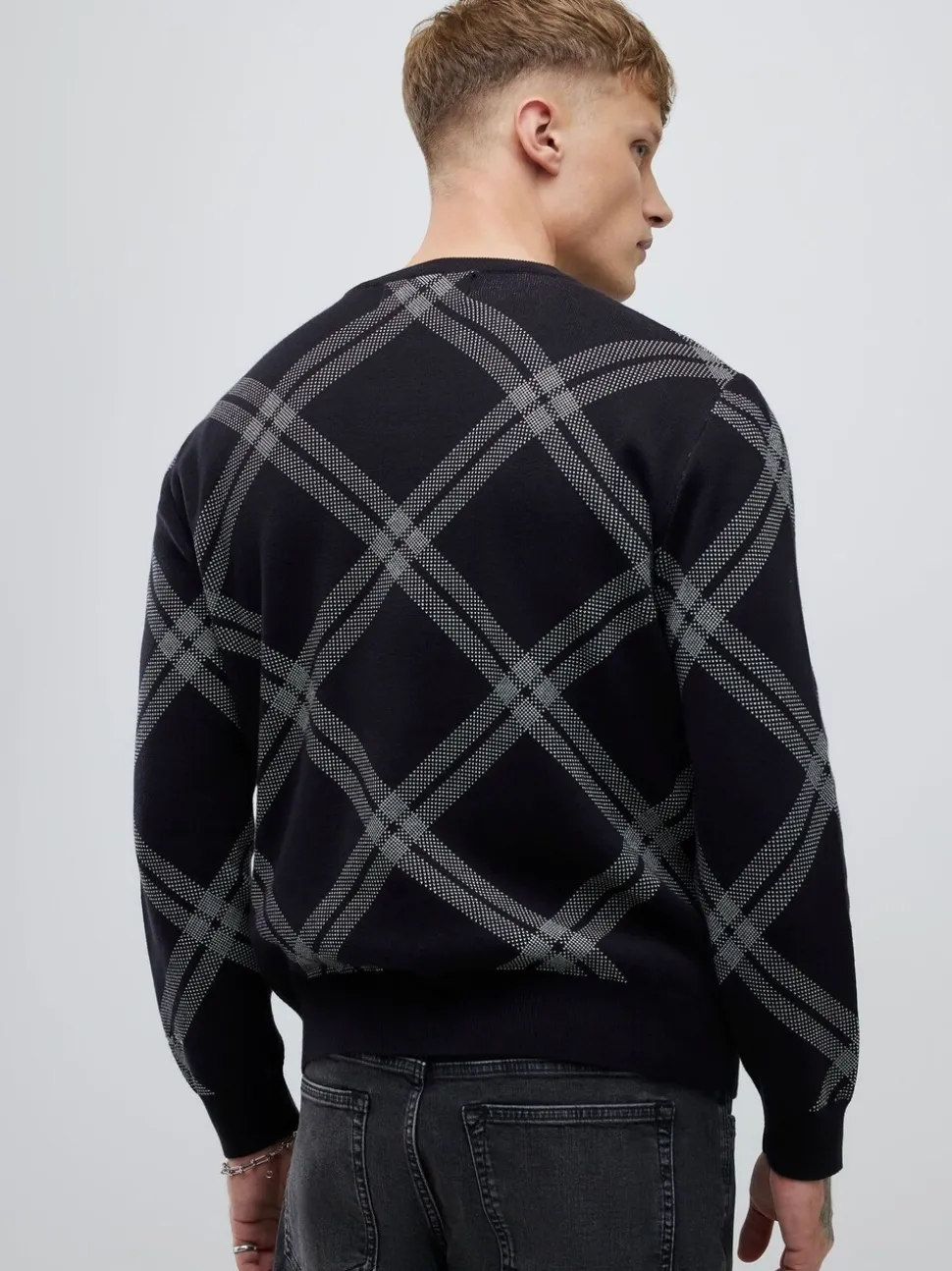 River Island Knitted Check Print Jumper