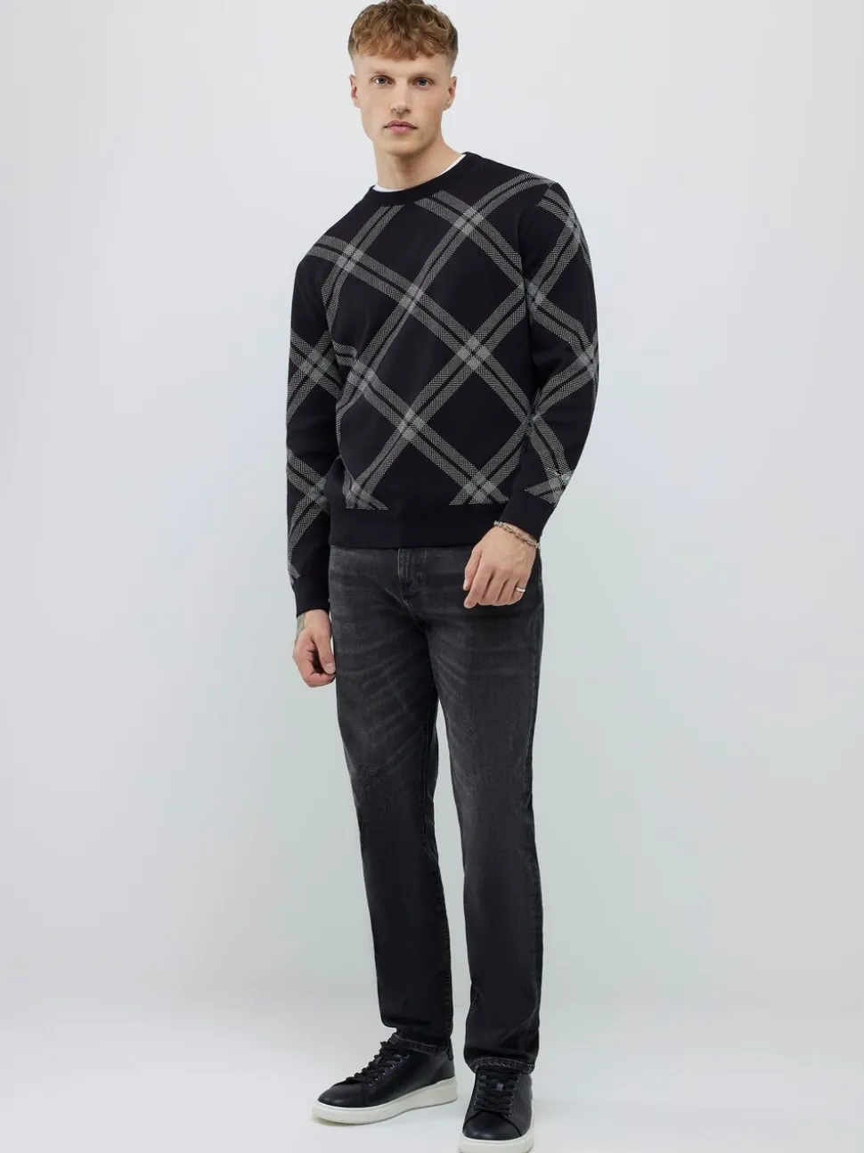 River Island Knitted Check Print Jumper