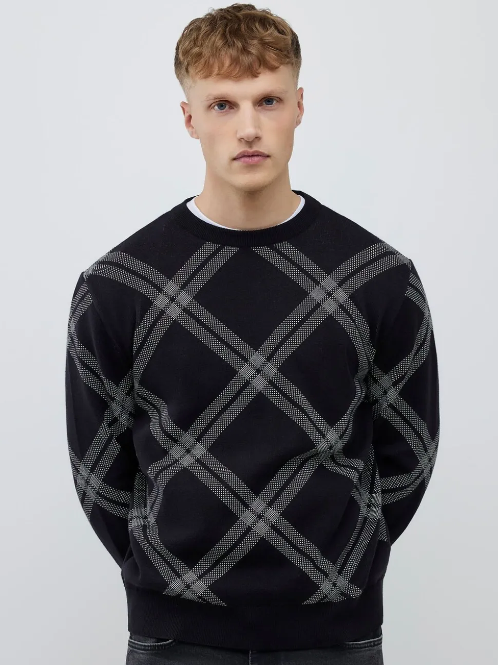 River Island Knitted Check Print Jumper