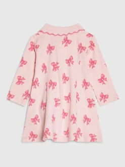 River Island Long Sleeve Bow Collar Rib Dress