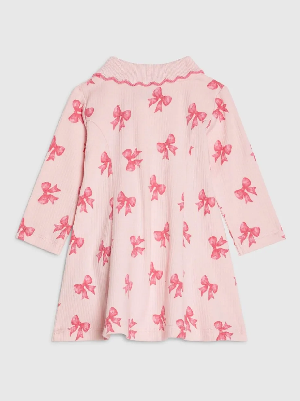 River Island Long Sleeve Bow Collar Rib Dress
