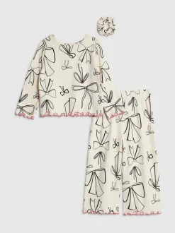 River Island Long Sleeve Mono Bow Pyjamas