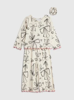 River Island Long Sleeve Mono Bow Pyjamas